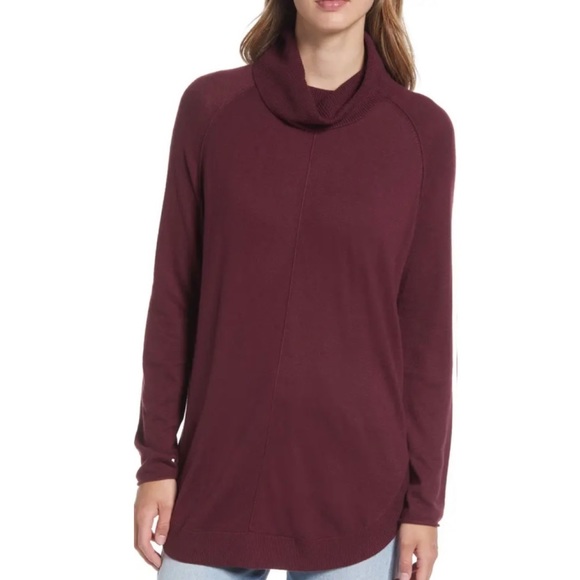 NEW Caslon Burgundy Cowl Neck Sweater - Picture 1 of 8